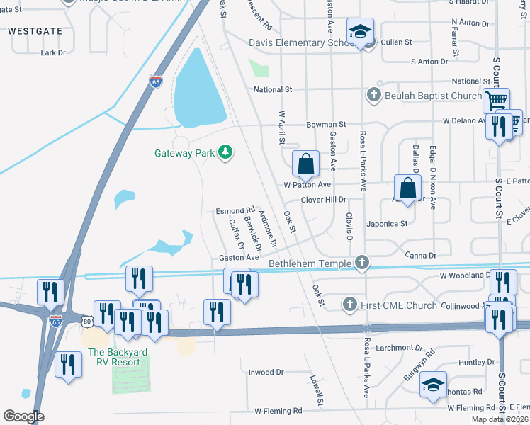 map of restaurants, bars, coffee shops, grocery stores, and more near 4013 Ardmore Drive in Montgomery