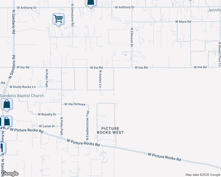 map of restaurants, bars, coffee shops, grocery stores, and more near 7045 N Hot Desert Trail in Tucson