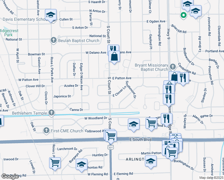map of restaurants, bars, coffee shops, grocery stores, and more near 29 East Clover Lane in Montgomery