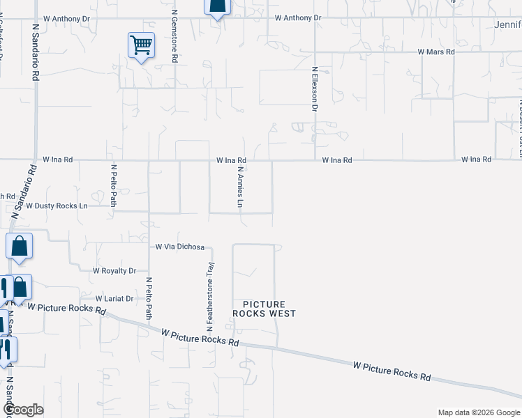 map of restaurants, bars, coffee shops, grocery stores, and more near 7045 North Hot Desert Trail in Tucson