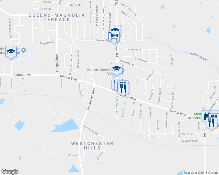 map of restaurants, bars, coffee shops, grocery stores, and more near 5318 Clinton Boulevard in Jackson