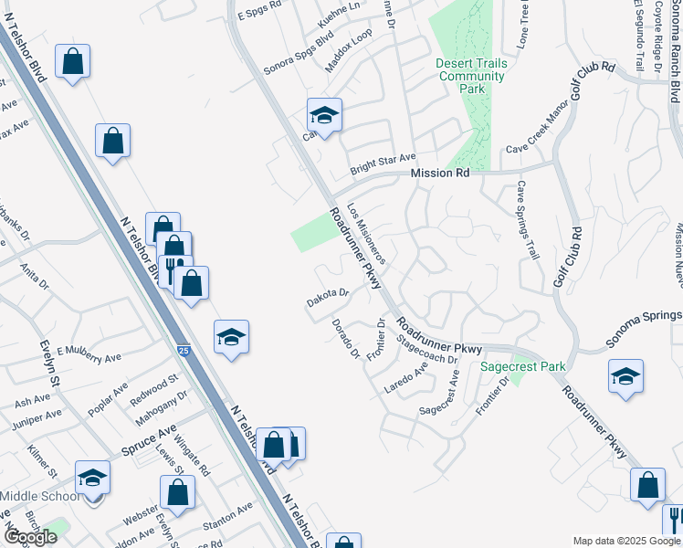 map of restaurants, bars, coffee shops, grocery stores, and more near Santo Domingo Court in Las Cruces