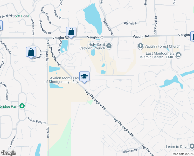 map of restaurants, bars, coffee shops, grocery stores, and more near 8317 Grayson Grove in Montgomery