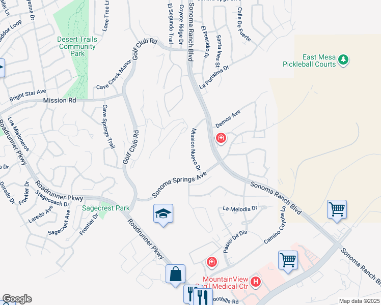 map of restaurants, bars, coffee shops, grocery stores, and more near 1272 Mission Nuevo Drive in Las Cruces