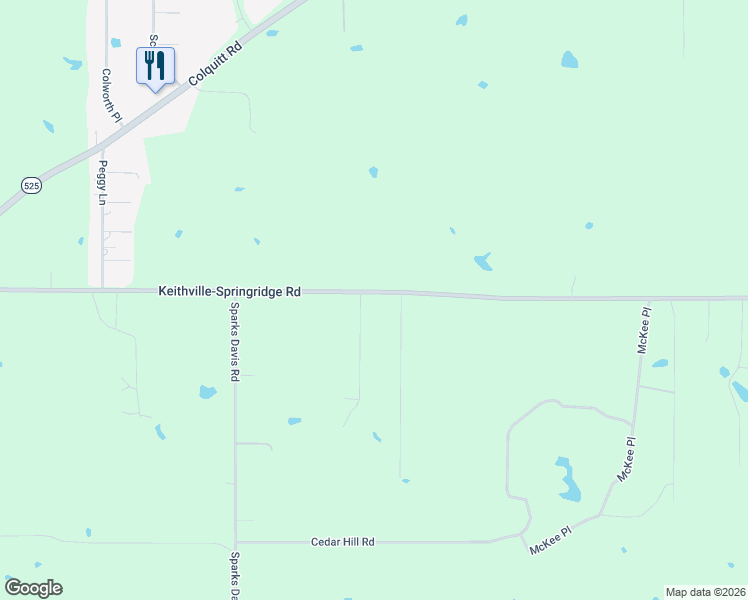 map of restaurants, bars, coffee shops, grocery stores, and more near 6570-6598 Keithville-Springridge Rd in Keithville