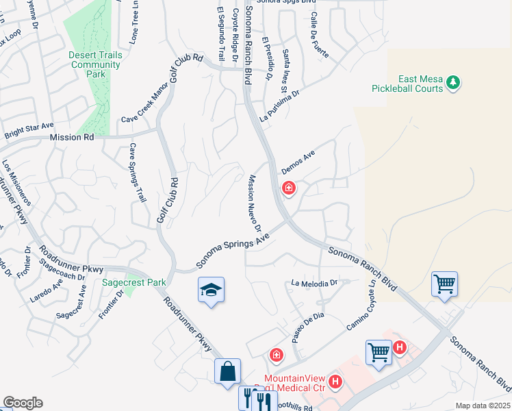 map of restaurants, bars, coffee shops, grocery stores, and more near 1272 Mission Nuevo Drive in Las Cruces
