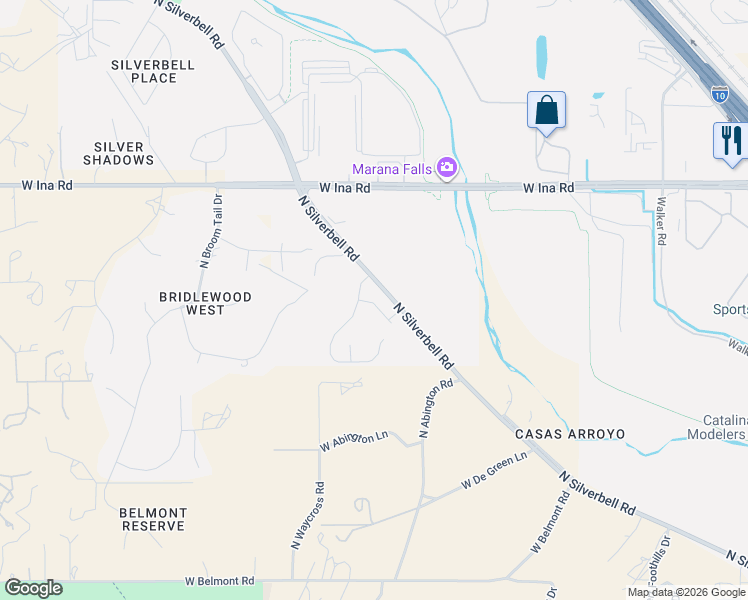 map of restaurants, bars, coffee shops, grocery stores, and more near 5699 West Zoe Crossing Loop in Tucson