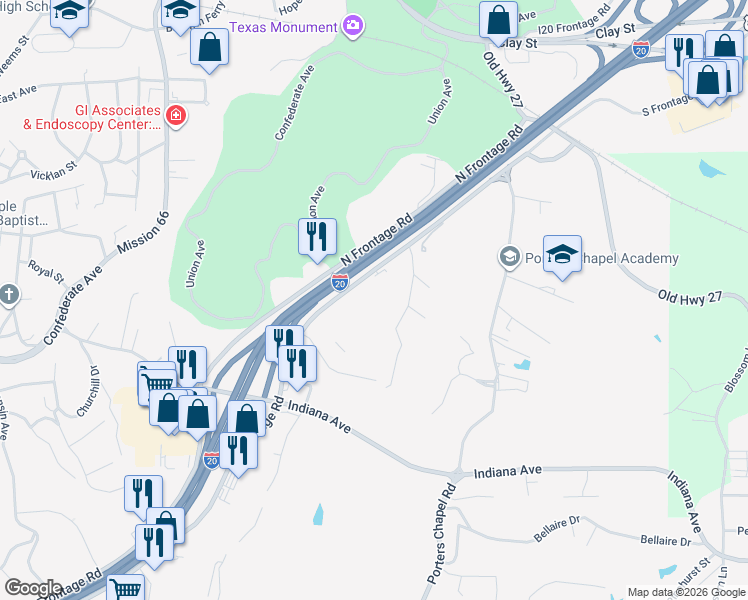 map of restaurants, bars, coffee shops, grocery stores, and more near 3206 Highland Drive in Vicksburg
