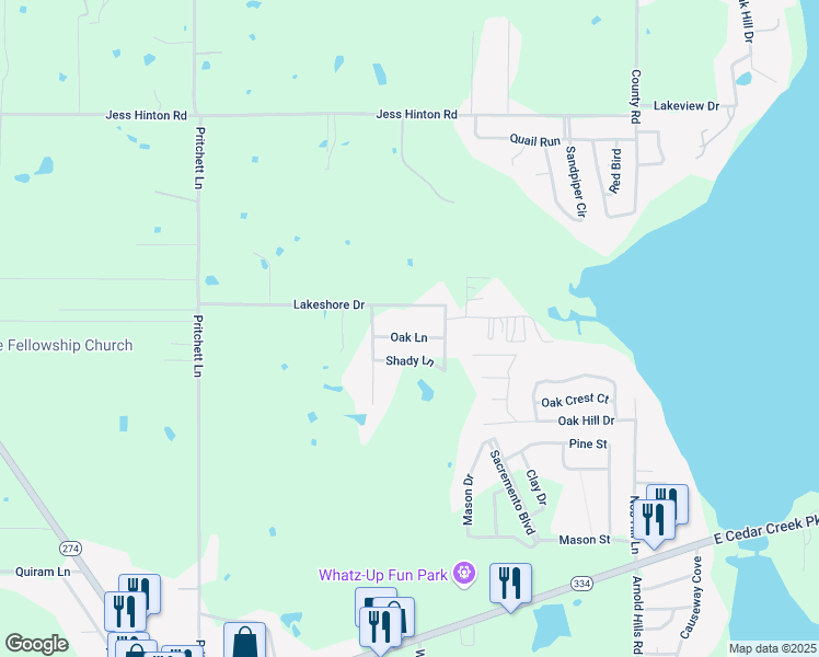 map of restaurants, bars, coffee shops, grocery stores, and more near 751 Crescent Drive in Kemp