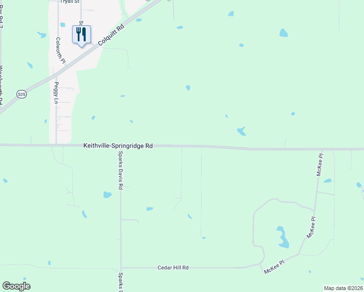 map of restaurants, bars, coffee shops, grocery stores, and more near 6598 Keithville-Springridge Rd in Keithville