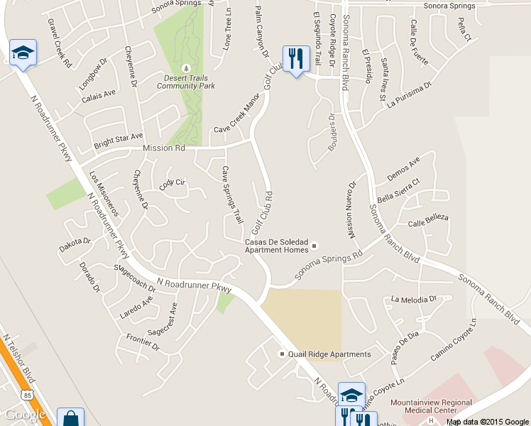 map of restaurants, bars, coffee shops, grocery stores, and more near 1131 Portico Trail in Las Cruces