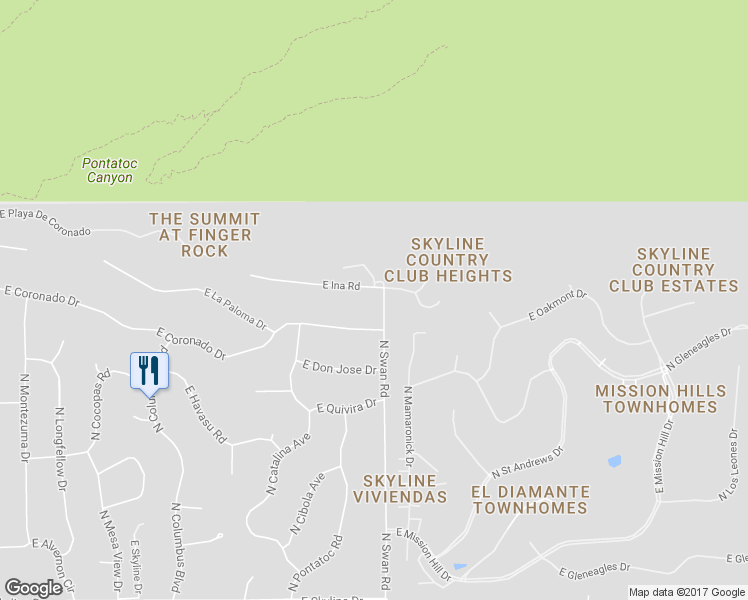 map of restaurants, bars, coffee shops, grocery stores, and more near 4660 East Ina Road in Tucson