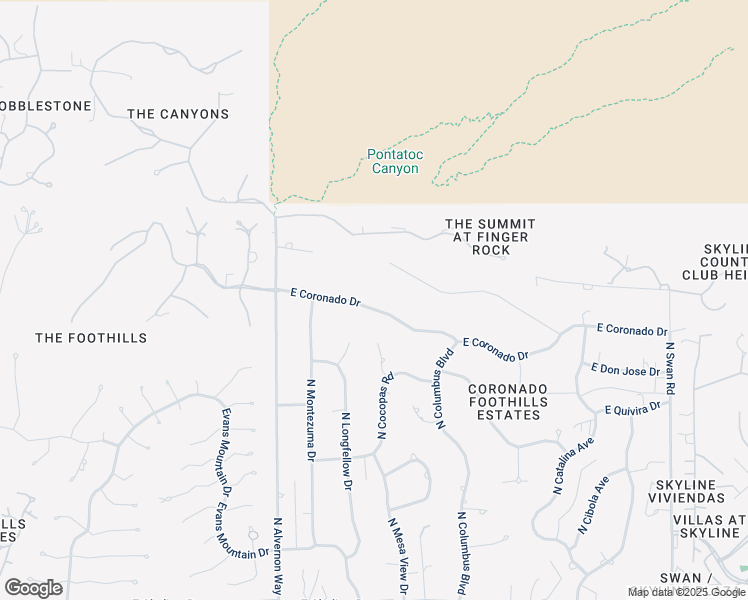 map of restaurants, bars, coffee shops, grocery stores, and more near 4101 East Coronado Drive in Tucson