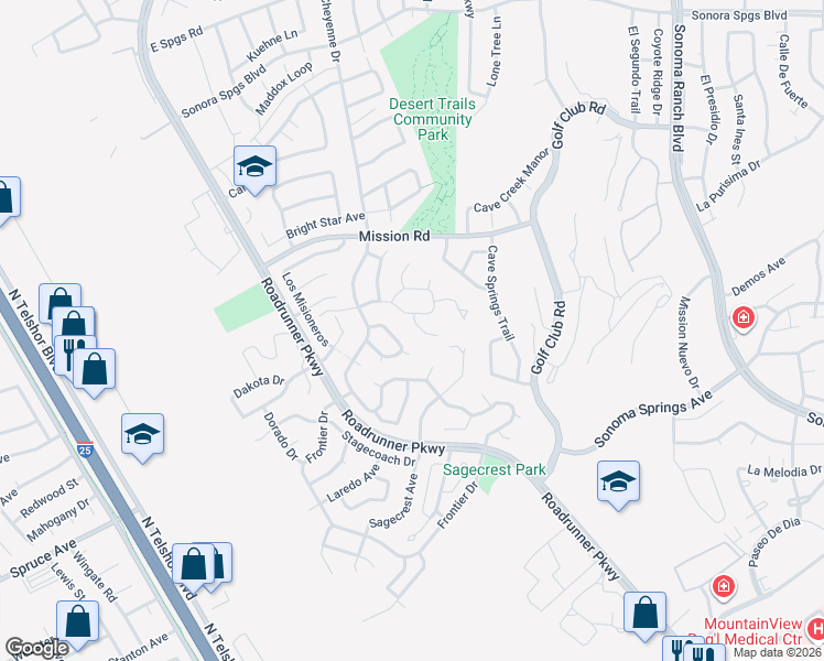 map of restaurants, bars, coffee shops, grocery stores, and more near 2607 Comstock Court in Las Cruces