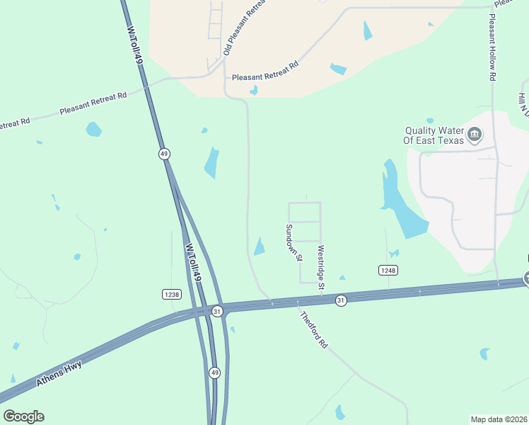 map of restaurants, bars, coffee shops, grocery stores, and more near 10233 County Road 1141 in Tyler