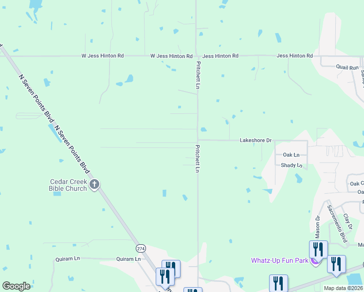 map of restaurants, bars, coffee shops, grocery stores, and more near 135 South Oak Tree Road in Kemp