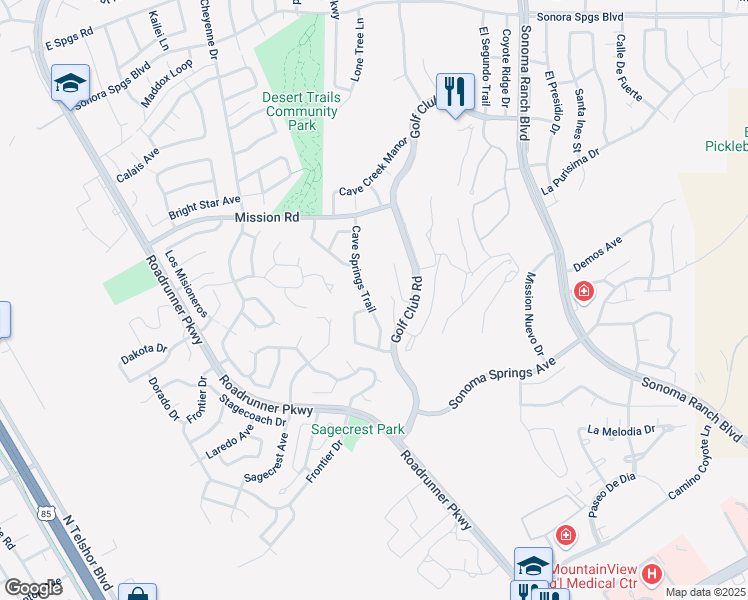 map of restaurants, bars, coffee shops, grocery stores, and more near 1131-1199 Portico Trail in Las Cruces