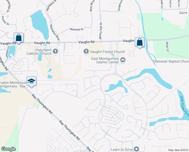 map of restaurants, bars, coffee shops, grocery stores, and more near 8640 Asheworth Drive in Montgomery