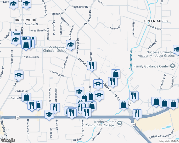 map of restaurants, bars, coffee shops, grocery stores, and more near in Montgomery