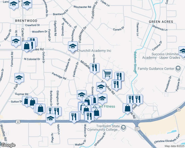 map of restaurants, bars, coffee shops, grocery stores, and more near in Montgomery