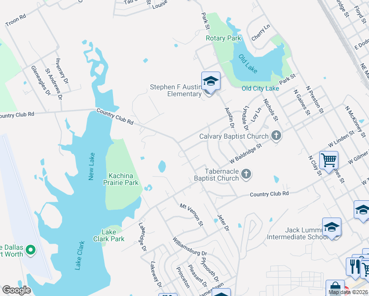 map of restaurants, bars, coffee shops, grocery stores, and more near 1407 Hillcrest in Ennis