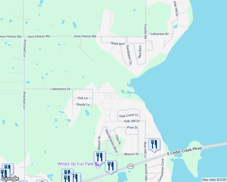 map of restaurants, bars, coffee shops, grocery stores, and more near 712 Lakeshore Drive in Kemp