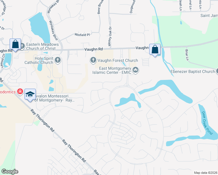 map of restaurants, bars, coffee shops, grocery stores, and more near 8640-8642 Asheworth Drive in Montgomery