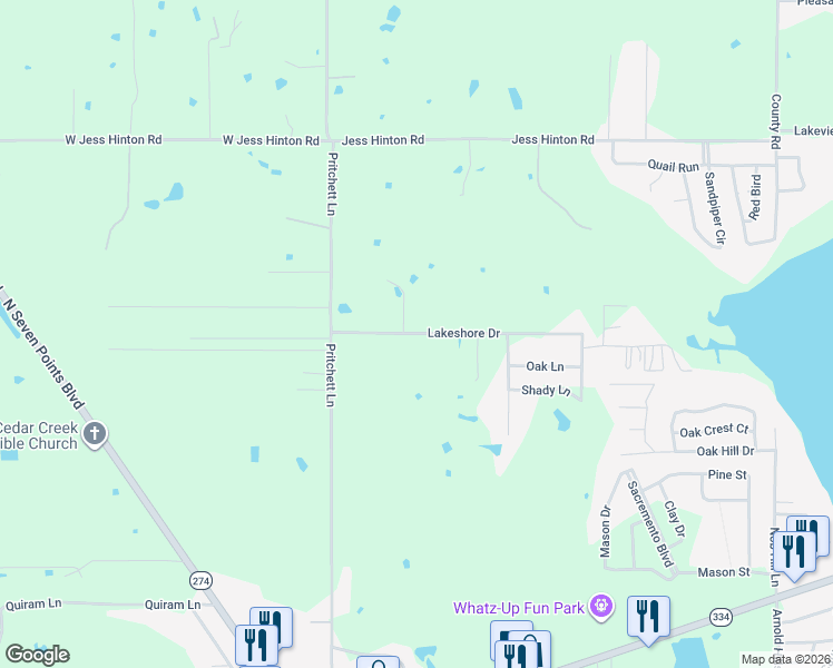 map of restaurants, bars, coffee shops, grocery stores, and more near 239 Lakeshore Drive in Kemp