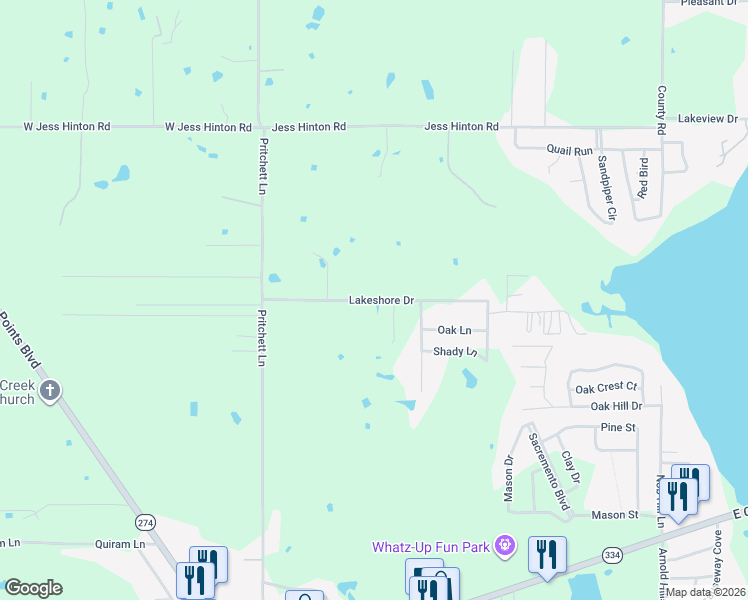 map of restaurants, bars, coffee shops, grocery stores, and more near 239 Lakeshore Drive in Kemp