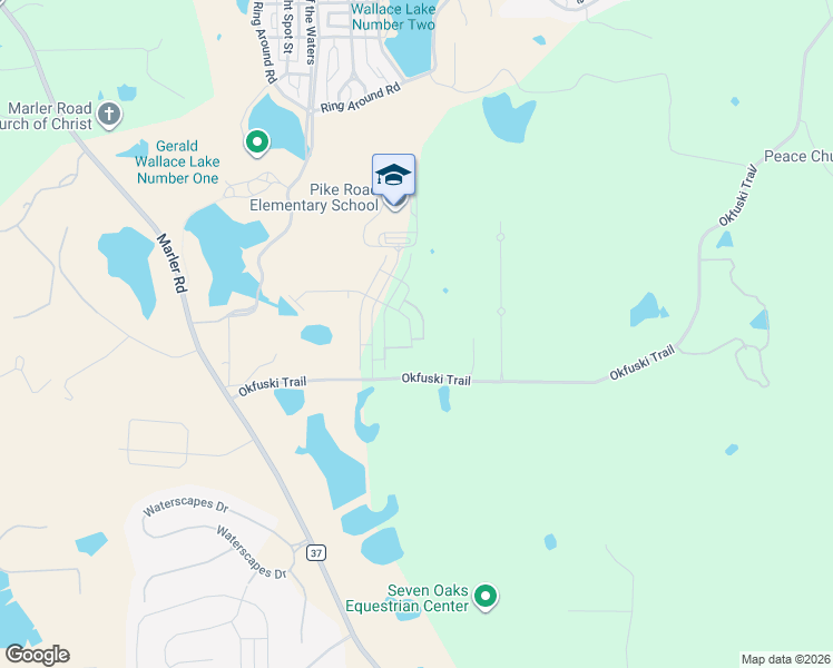 map of restaurants, bars, coffee shops, grocery stores, and more near 75 Honey Crisp Lane in Pike Road