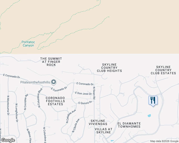 map of restaurants, bars, coffee shops, grocery stores, and more near 4660 East Ina Road in Tucson