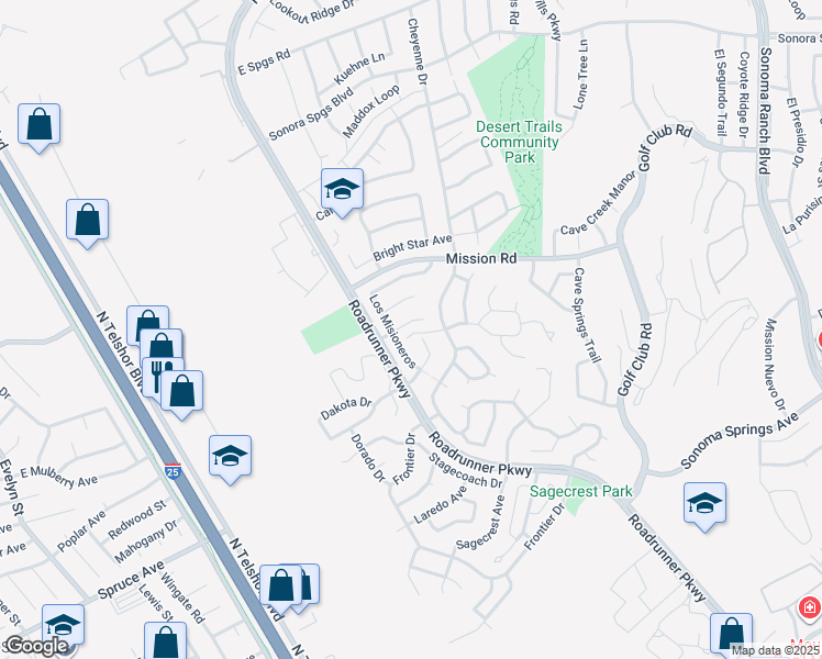 map of restaurants, bars, coffee shops, grocery stores, and more near 2345 Santo Domingo Avenue in Las Cruces