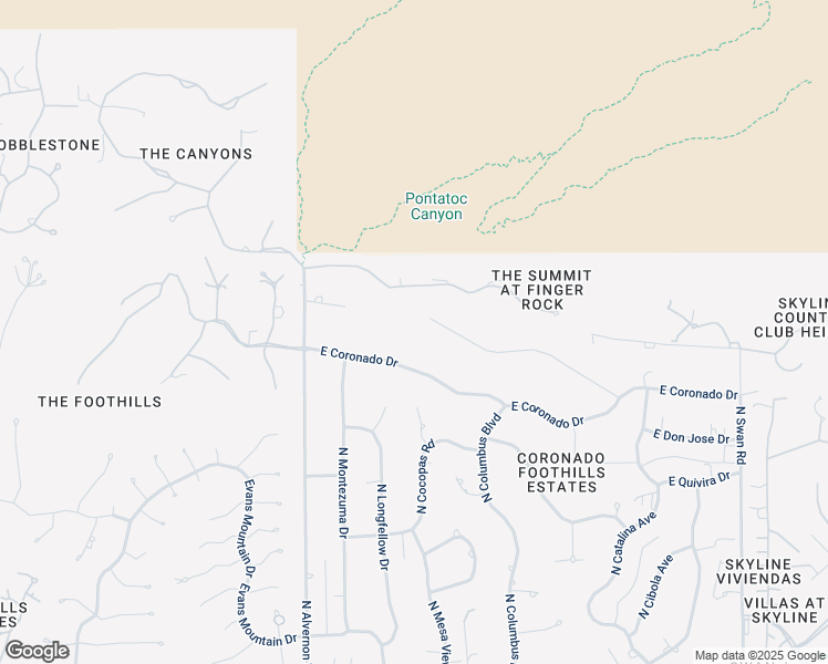 map of restaurants, bars, coffee shops, grocery stores, and more near 4101 East Coronado Drive in Tucson