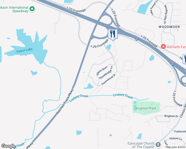 map of restaurants, bars, coffee shops, grocery stores, and more near 126 Bellemeade Trce in Clinton