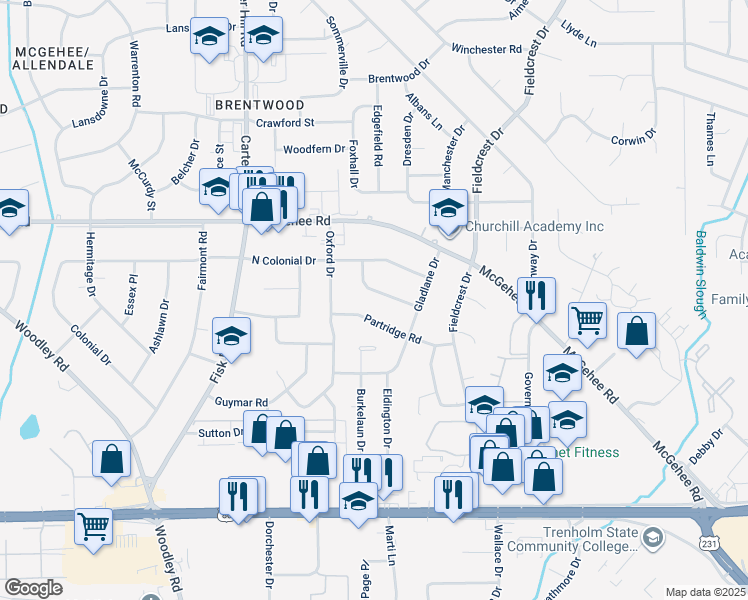map of restaurants, bars, coffee shops, grocery stores, and more near 2630 Clement Curve in Montgomery
