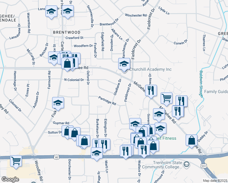 map of restaurants, bars, coffee shops, grocery stores, and more near 2663 Clement Curve in Montgomery