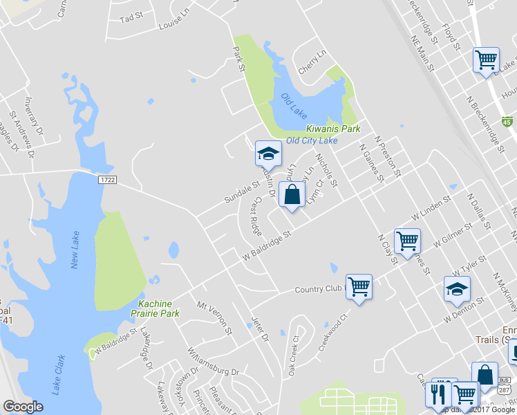 map of restaurants, bars, coffee shops, grocery stores, and more near 1300 Crestridge Drive in Ennis