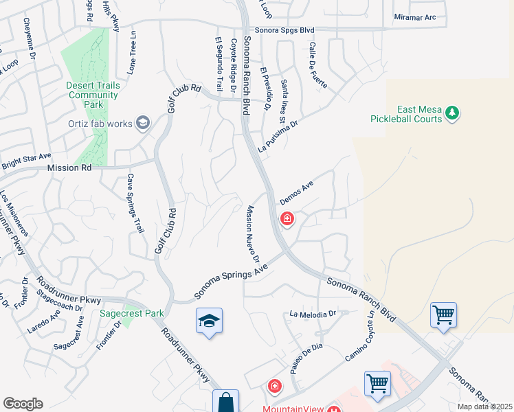map of restaurants, bars, coffee shops, grocery stores, and more near 1323 Mission Nuevo Drive in Las Cruces