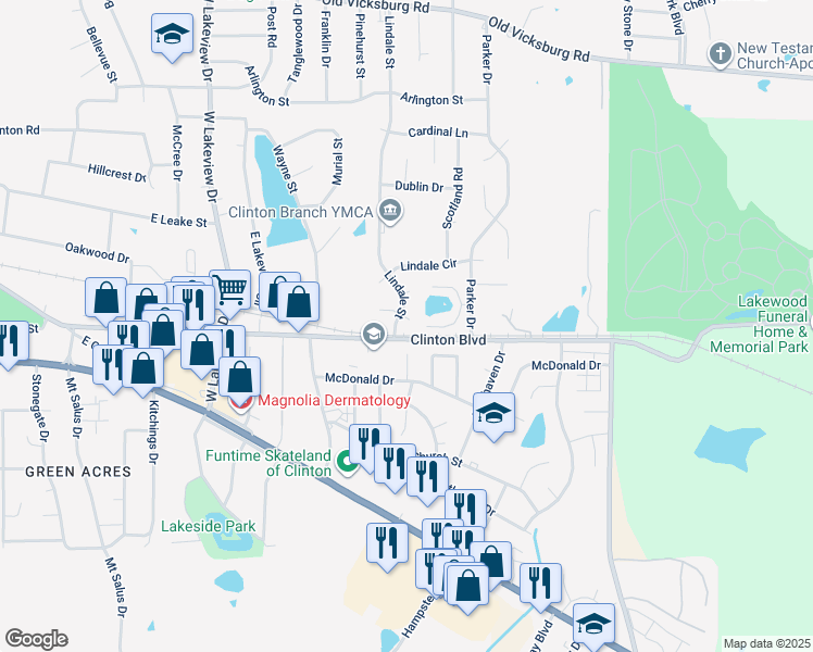 map of restaurants, bars, coffee shops, grocery stores, and more near 104D Eager Street in Clinton
