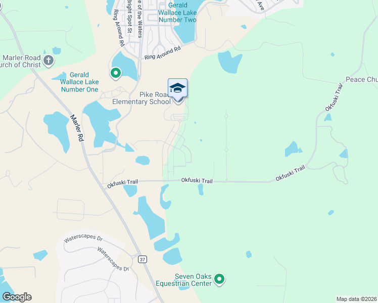 map of restaurants, bars, coffee shops, grocery stores, and more near 151 Patriot Place in Pike Road