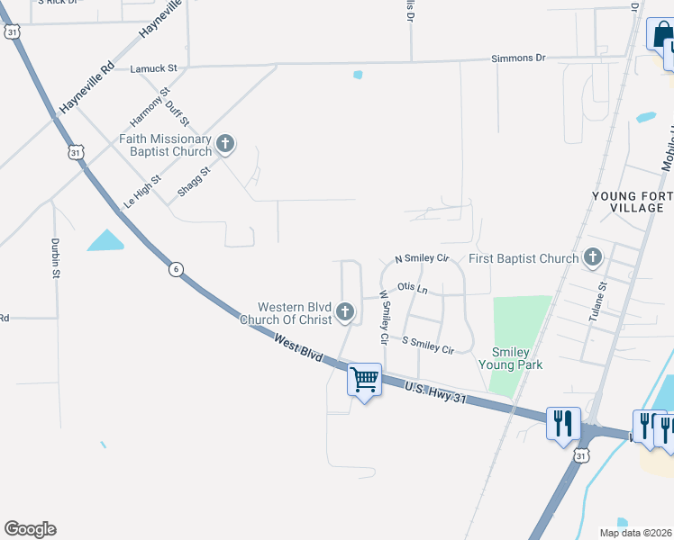 map of restaurants, bars, coffee shops, grocery stores, and more near 4104 Lone Oak Drive in Montgomery