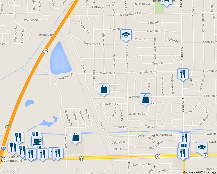 map of restaurants, bars, coffee shops, grocery stores, and more near 717 Belvedere Drive in Montgomery