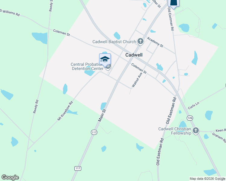 map of restaurants, bars, coffee shops, grocery stores, and more near 2936 Georgia 117 in Cadwell