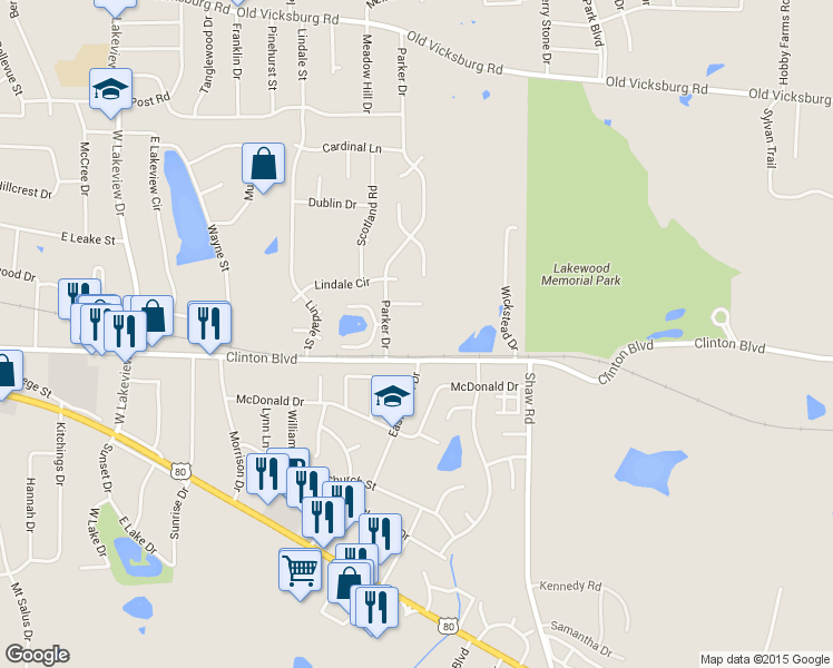 map of restaurants, bars, coffee shops, grocery stores, and more near 601 Clinton Boulevard in Clinton