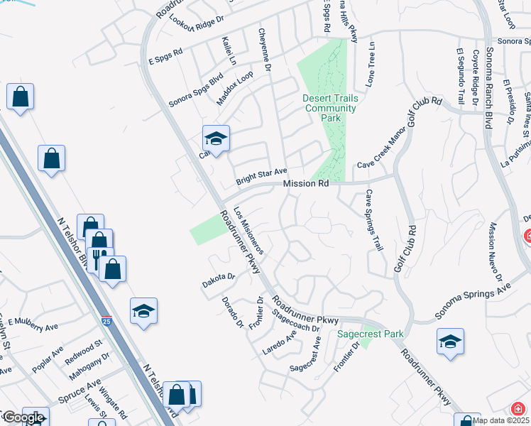 map of restaurants, bars, coffee shops, grocery stores, and more near 2244 Santa Ana in Las Cruces