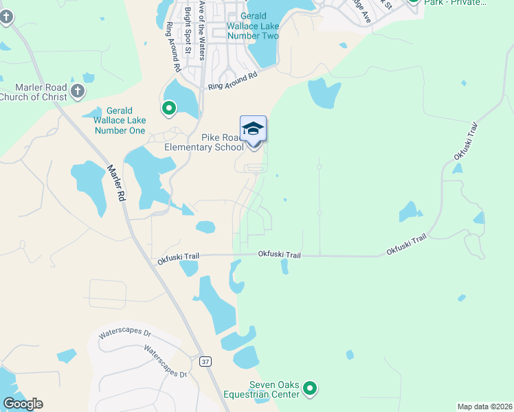 map of restaurants, bars, coffee shops, grocery stores, and more near 151 Patriot Place in Pike Road