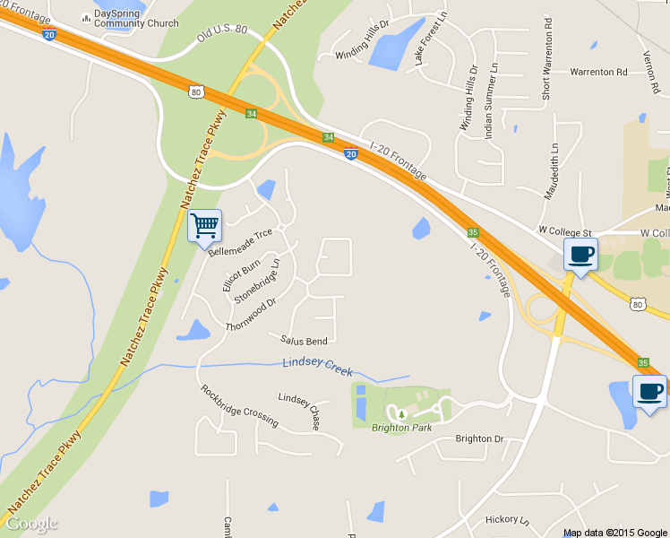 map of restaurants, bars, coffee shops, grocery stores, and more near 104 Baileys Ridge Circle in Clinton