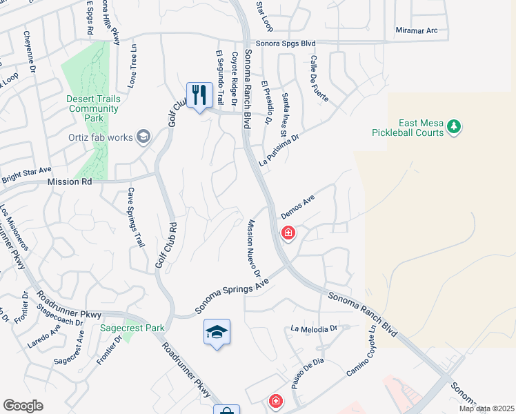 map of restaurants, bars, coffee shops, grocery stores, and more near 1323 Mission Nuevo Drive in Las Cruces