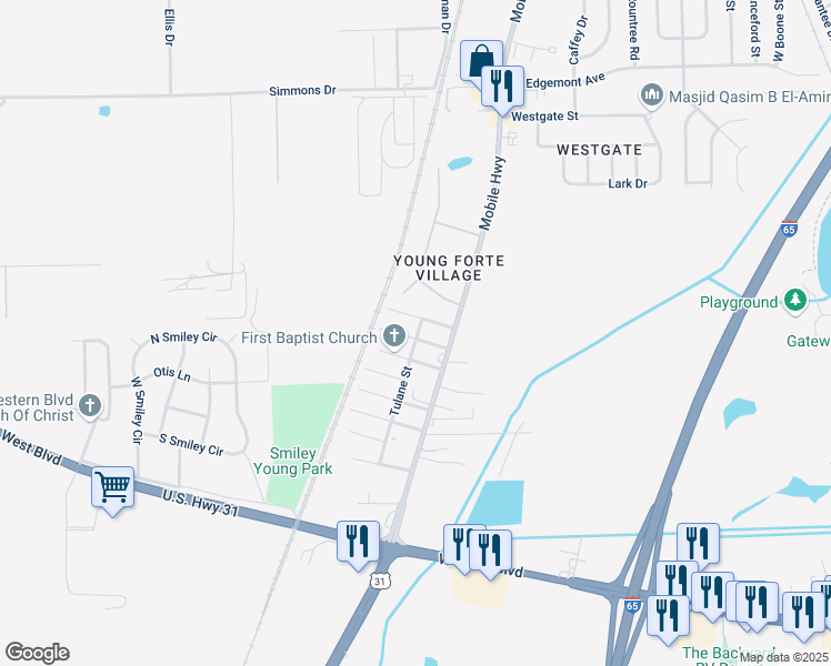 map of restaurants, bars, coffee shops, grocery stores, and more near 2700-2798 2nd Street in Montgomery