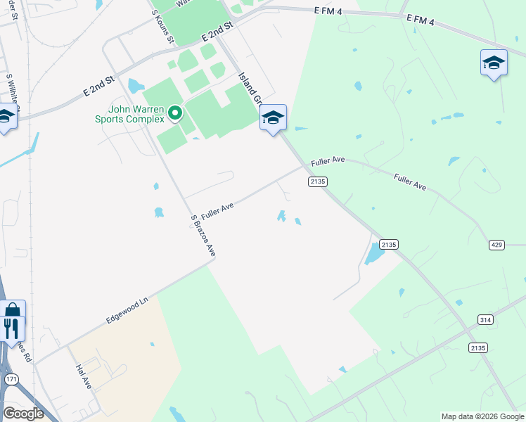 map of restaurants, bars, coffee shops, grocery stores, and more near 910 Fuller Avenue in Cleburne